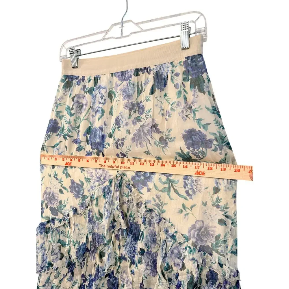 Zimmermann 0 /UK 8/US 4 Moncur Floral Silk chiffon Midi Skirt $995 Ruffle NWT - Picture 10 of 13
